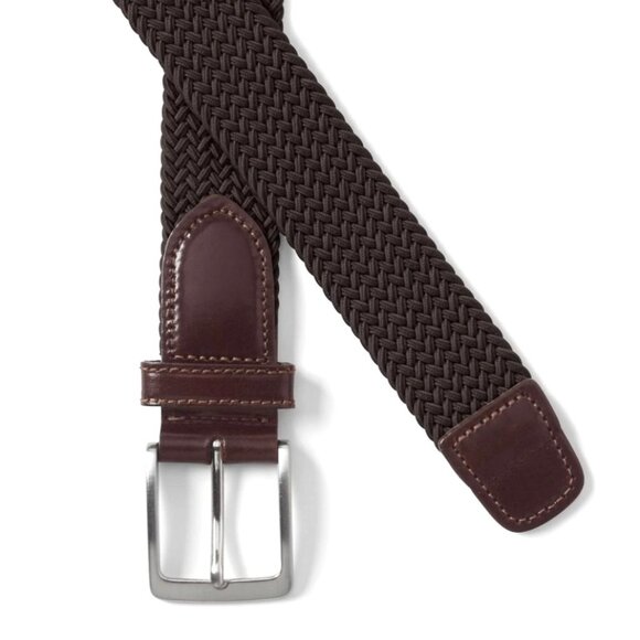 Lands’ End Men’s Chocolate Brown Woven Braid Elastic Belt Size Large 36-38 - Picture 2 of 10